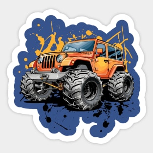 Off-Road 4x4 Vehicles in Graffiti Cartoon Style Sticker